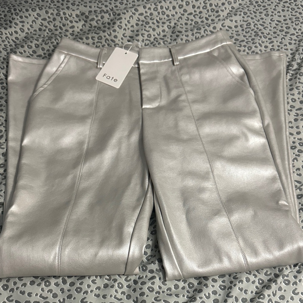 Fate Metallic Silver Trousers